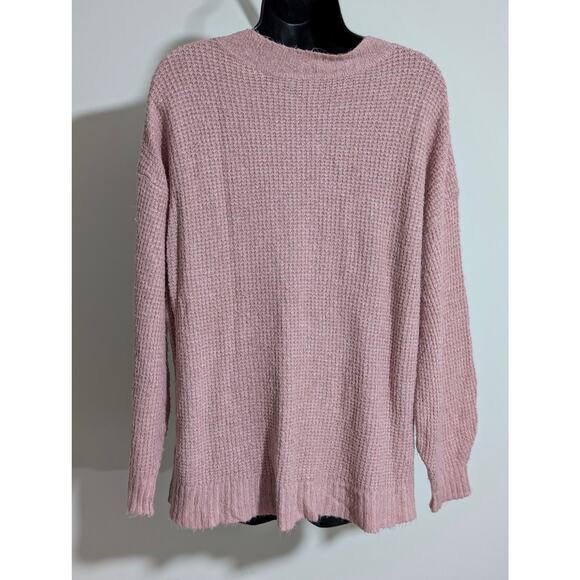 American Eagle Light Pink Waffle Knit Oversized Sweater Size Medium - Picture 4 of 5